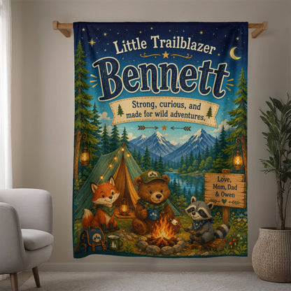 Little Trailblazer Personalized Woodland Adventure Blanket for Boys