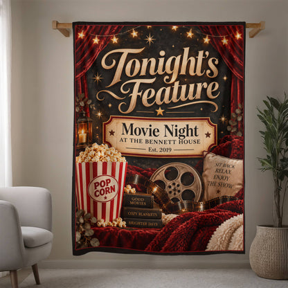 Personalized Family Movie Night Blanket – Custom Last Name & Est. Year
