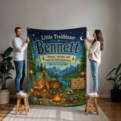 Little Trailblazer Personalized Woodland Adventure Blanket for Boys