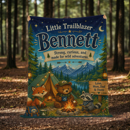 Little Trailblazer Personalized Woodland Adventure Blanket for Boys