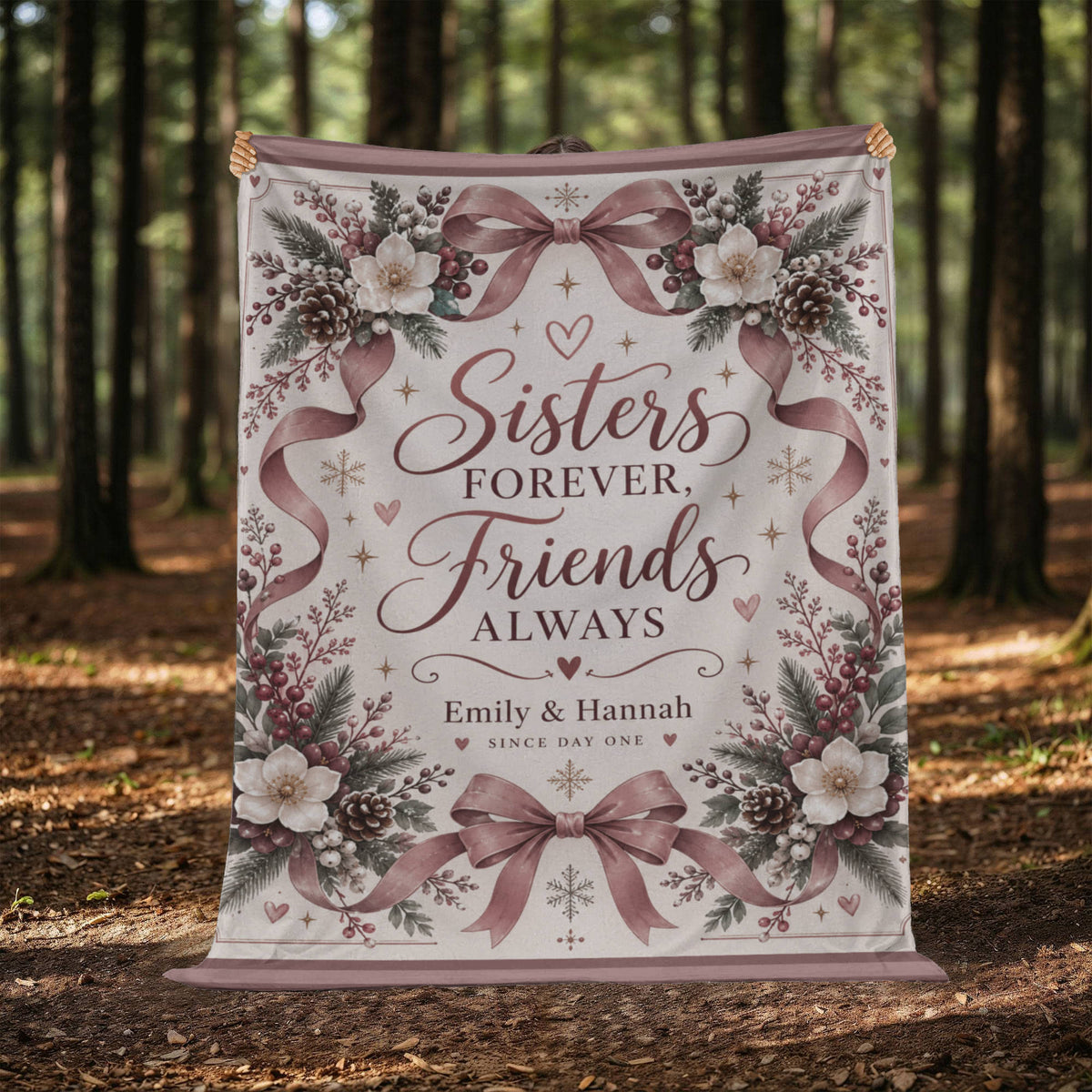 Sisters Forever, Friends Always Personalized Blanket – Custom Names