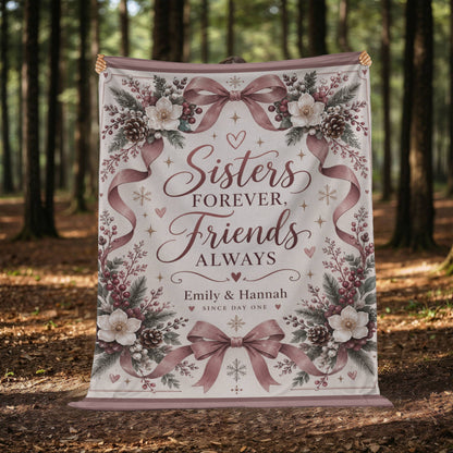 Sisters Forever, Friends Always Personalized Blanket – Custom Names