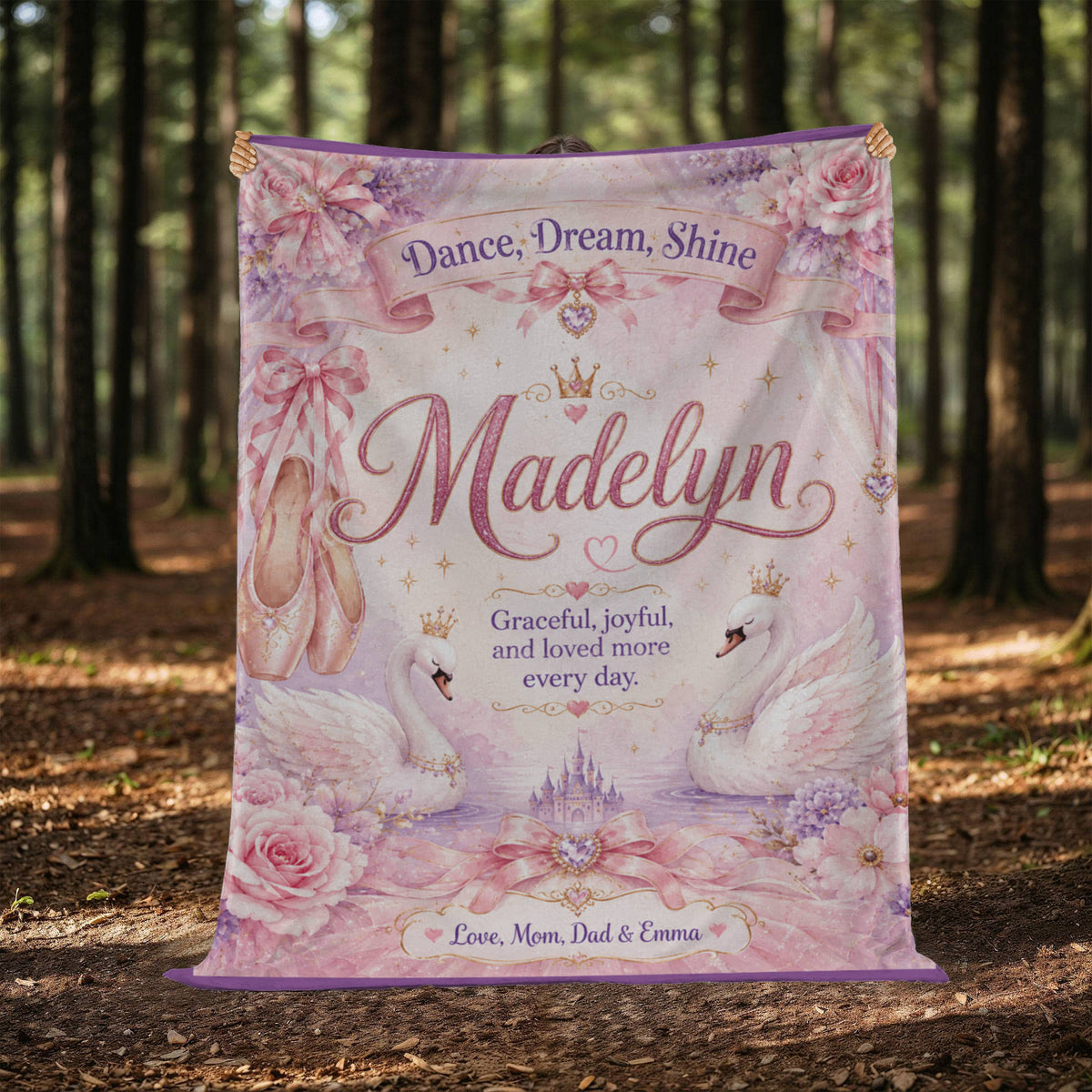 Dance, Dream, Shine Personalized Ballet Blanket for Girls