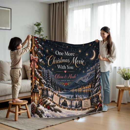 One More Christmas Movie With You – Personalized Christmas Fleece Blanket