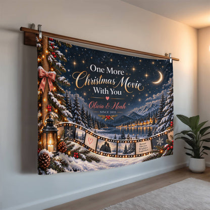 One More Christmas Movie With You – Personalized Christmas Fleece Blanket