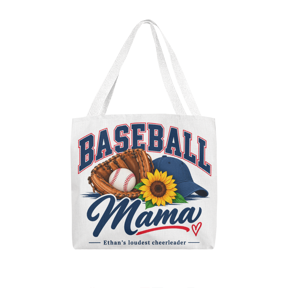 Personalized Baseball Mama Tote Bag – Custom Kids Name Baseball Mom Gift