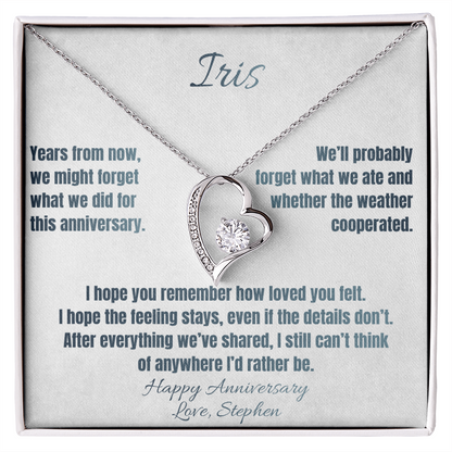Anywhere I'd Rather Be Anniversary Necklace for Her – Personalized Forever Love Heart