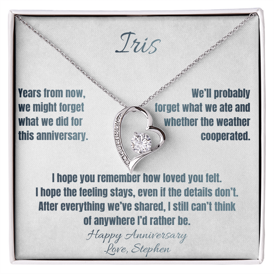 Anywhere I'd Rather Be Anniversary Necklace for Her – Personalized Forever Love Heart