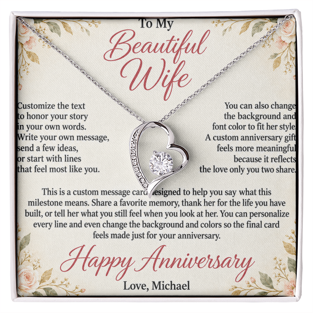 Personalized Anniversary Necklace for Wife – Forever Love Custom Message Card