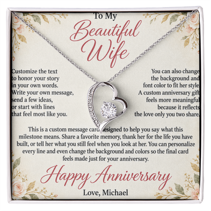 Personalized Anniversary Necklace for Wife – Forever Love Custom Message Card