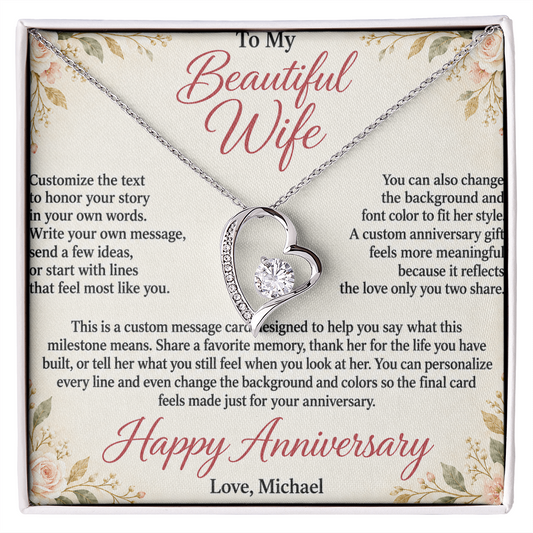 Personalized Anniversary Necklace for Wife – Forever Love Custom Message Card