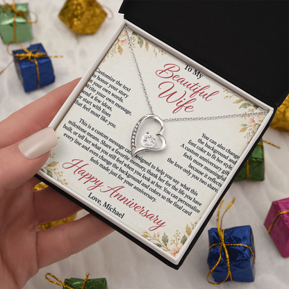 Personalized Anniversary Necklace for Wife – Forever Love Custom Message Card