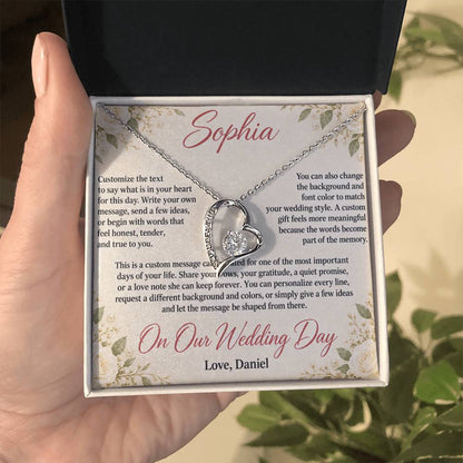 Personalized Wedding Day Necklace for Her – Forever Love Custom Message Card