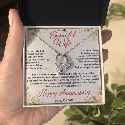 Personalized Anniversary Necklace for Wife – Forever Love Custom Message Card