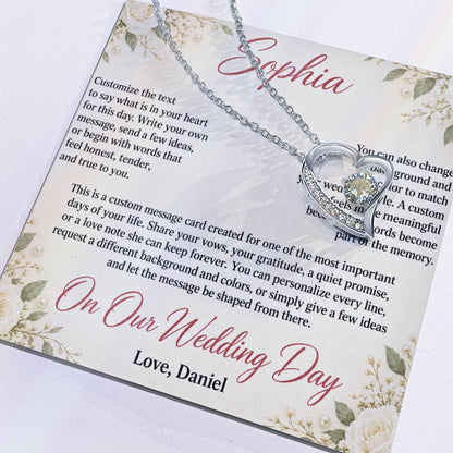 Personalized Wedding Day Necklace for Her – Forever Love Custom Message Card
