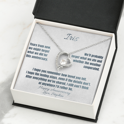 Anywhere I'd Rather Be Anniversary Necklace for Her – Personalized Forever Love Heart