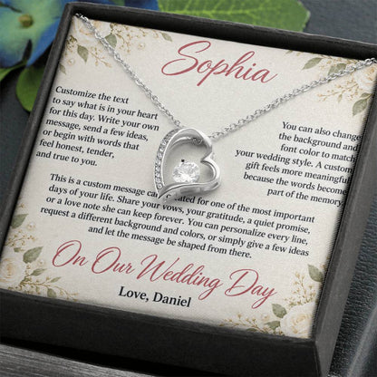 Personalized Wedding Day Necklace for Her – Forever Love Custom Message Card