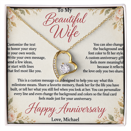Personalized Anniversary Necklace for Wife – Forever Love Custom Message Card