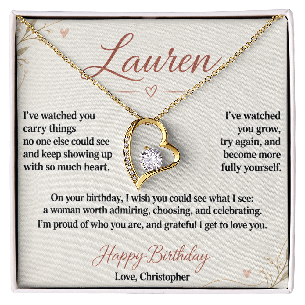 Proud of the Woman You Are Birthday Necklace for Her – Personalized Forever Love Heart
