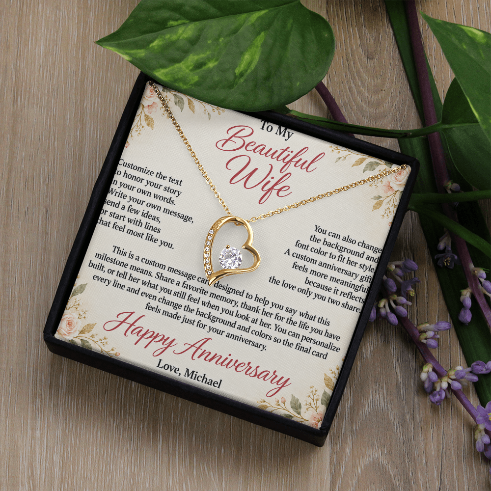 Personalized Anniversary Necklace for Wife – Forever Love Custom Message Card