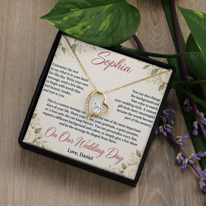 Personalized Wedding Day Necklace for Her – Forever Love Custom Message Card