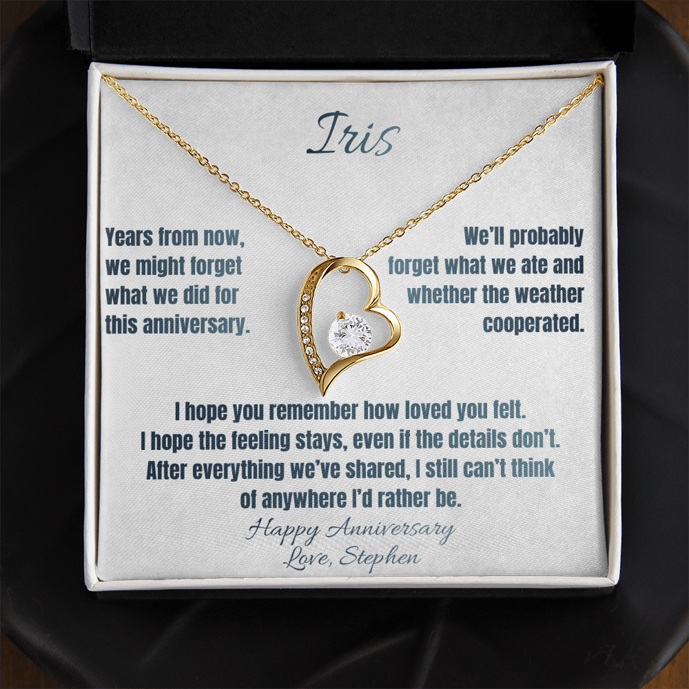 Anywhere I'd Rather Be Anniversary Necklace for Her – Personalized Forever Love Heart