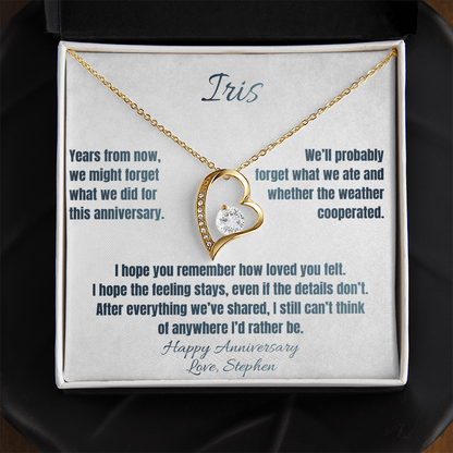 Anywhere I'd Rather Be Anniversary Necklace for Her – Personalized Forever Love Heart