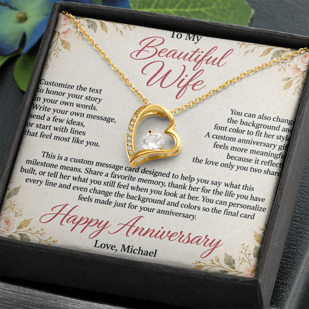 Personalized Anniversary Necklace for Wife – Forever Love Custom Message Card