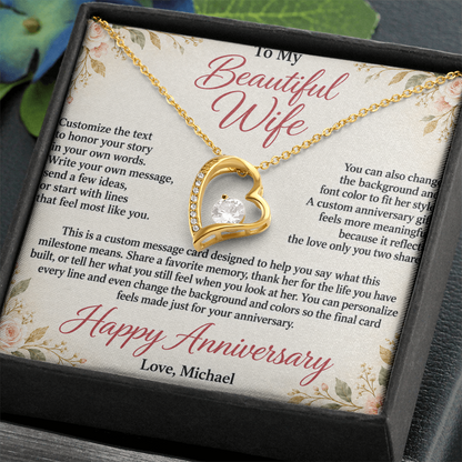 Personalized Anniversary Necklace for Wife – Forever Love Custom Message Card