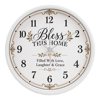 Bless This Home Wall Clock – Love, Laughter & Grace