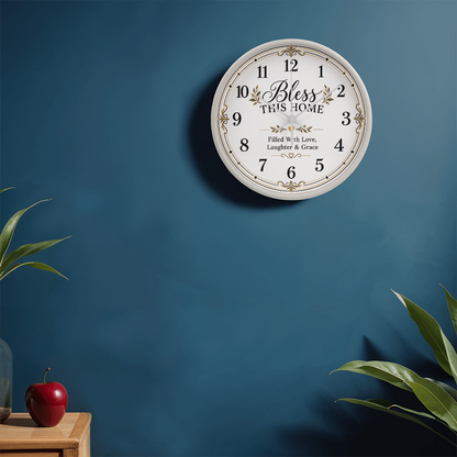 Bless This Home Wall Clock – Love, Laughter & Grace