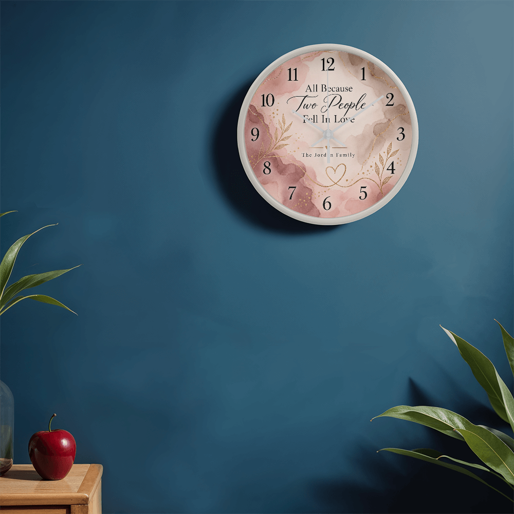 All Because Two People Fell in Love – Personalized Family Name Wall Clock