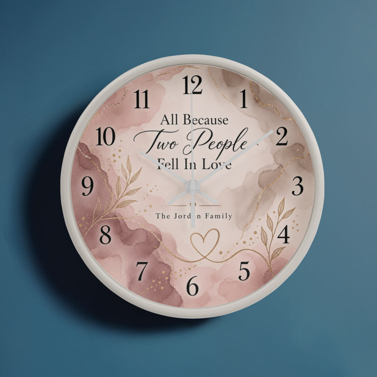 All Because Two People Fell in Love – Personalized Family Name Wall Clock