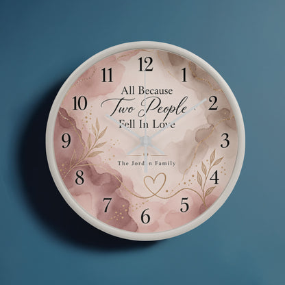 All Because Two People Fell in Love – Personalized Family Name Wall Clock