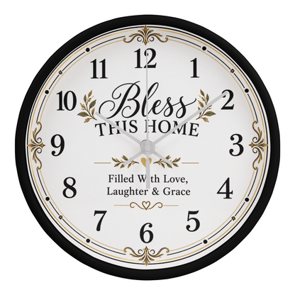 Bless This Home Wall Clock – Love, Laughter & Grace