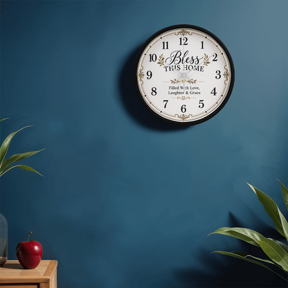 Bless This Home Wall Clock – Love, Laughter & Grace