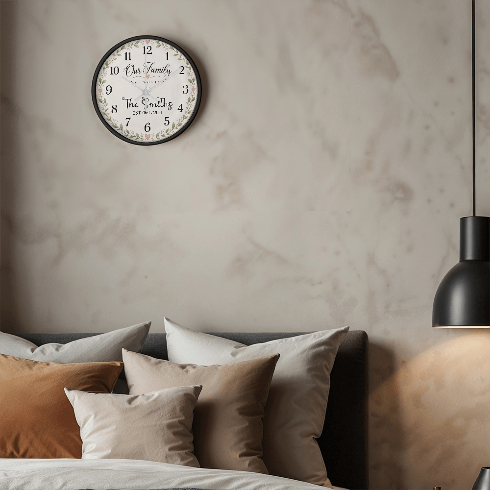 Personalized Family Name Wall Clock – Our Family, Made With Love