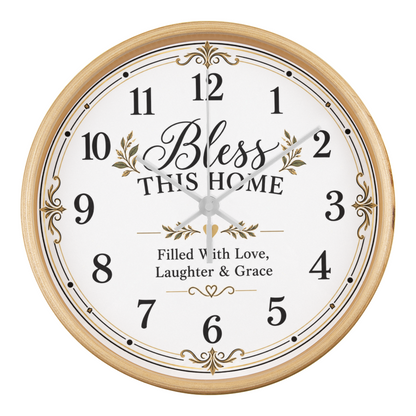 Bless This Home Wall Clock – Love, Laughter & Grace