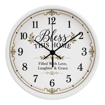 Bless This Home Wall Clock – Love, Laughter & Grace