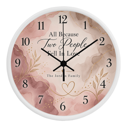All Because Two People Fell in Love – Personalized Family Name Wall Clock