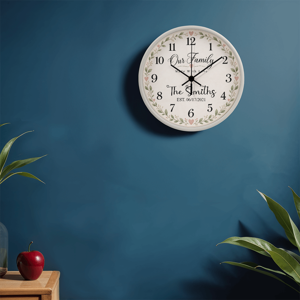 Personalized Family Name Wall Clock – Our Family, Made With Love