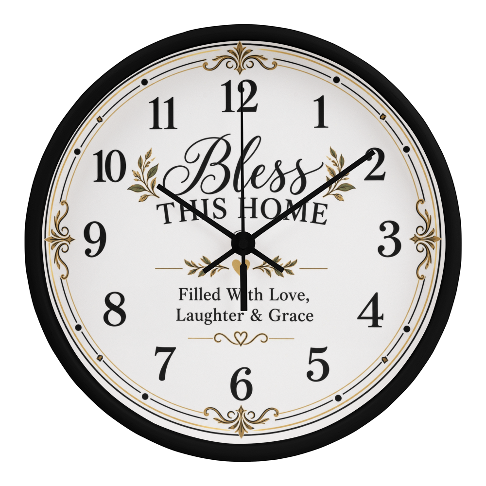 Bless This Home Wall Clock – Love, Laughter & Grace