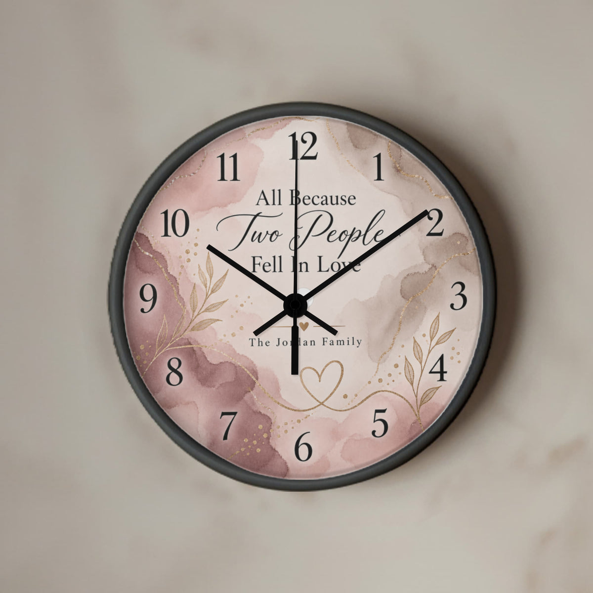 All Because Two People Fell in Love – Personalized Family Name Wall Clock
