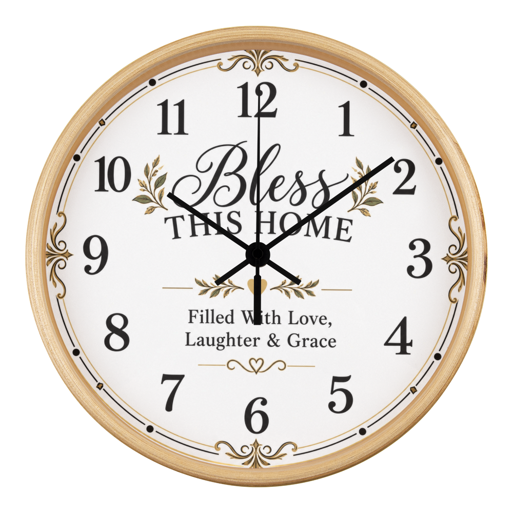 Bless This Home Wall Clock – Love, Laughter & Grace
