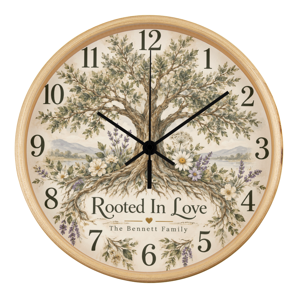 Rooted in Love – Personalized Family Tree Wall Clock