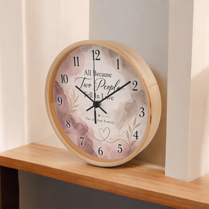All Because Two People Fell in Love – Personalized Family Name Wall Clock