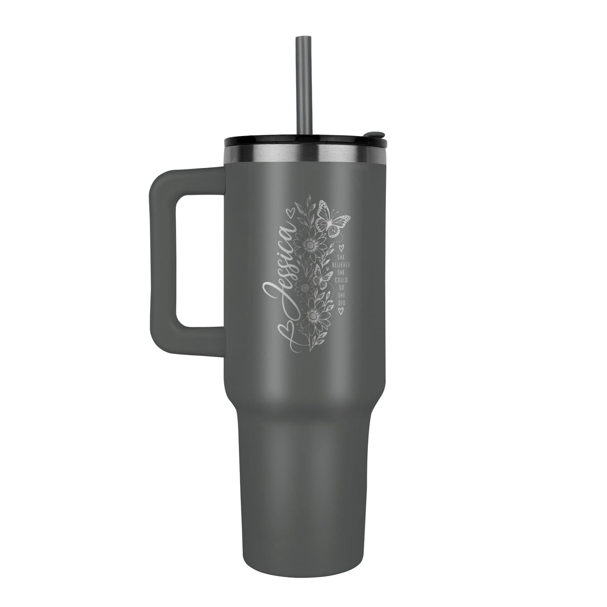 She Believed She Could – Personalized Inspirational Floral Tumbler