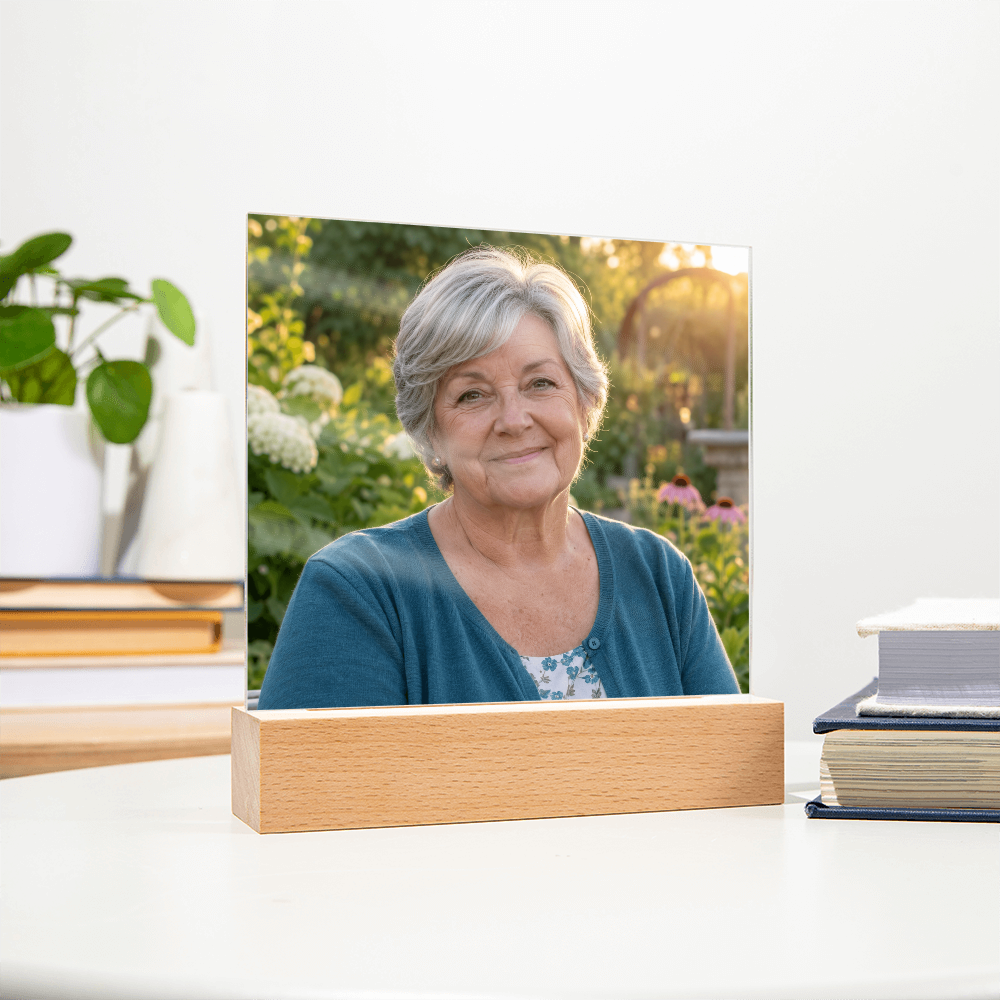 Keep Their Light Close – Personalized Memorial Photo Acrylic Plaque