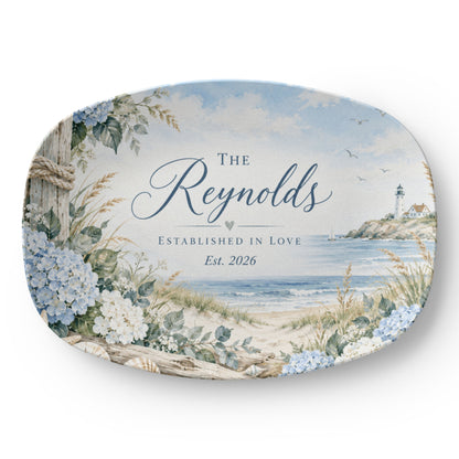 Personalized Coastal Family Name Serving Platter – Beach House, Wedding & Anniversary Gift