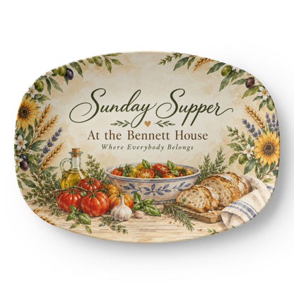 Personalized Sunday Supper Serving Platter – Custom Family Name Kitchen & Housewarming Gift